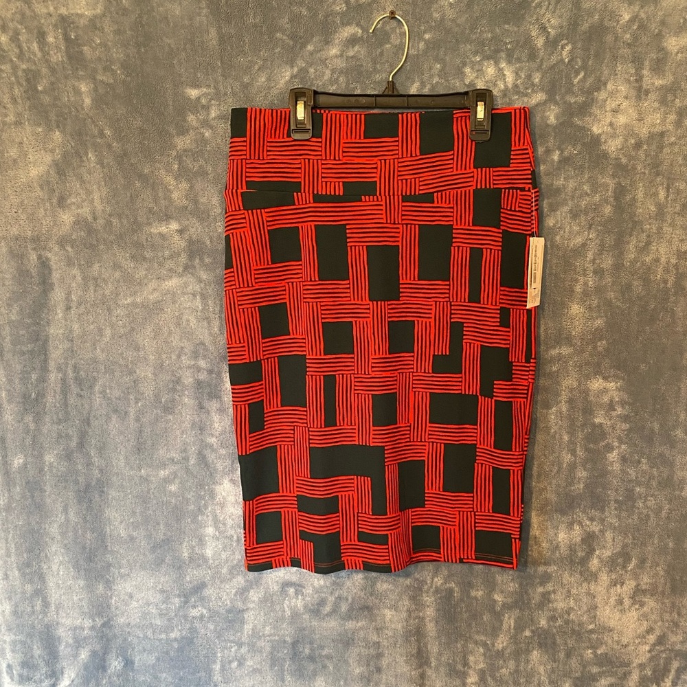 LulaRoe Red & Black Pencil Skirt M